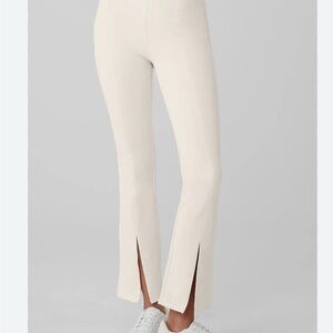 ALO Yoga Cream Boot Cut Flare Pants with Front Slits
